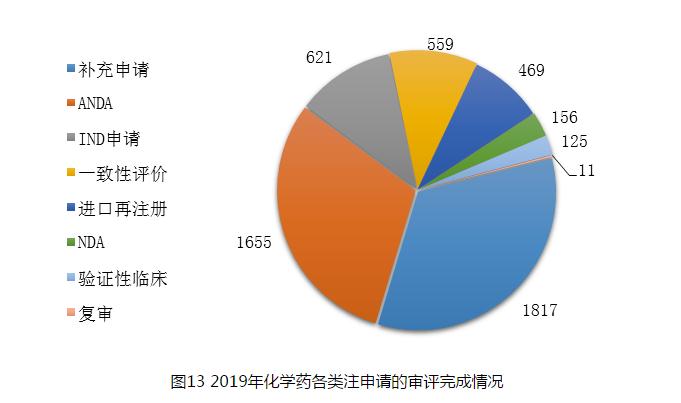 图13 2019年化学药各类注申请的审评完成情况